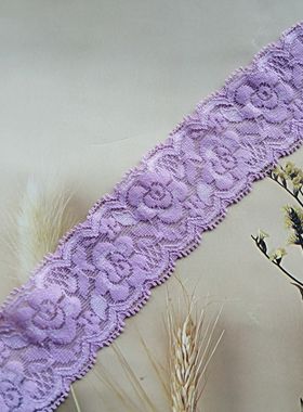 4cm宽粉紫色弹力蕾丝花边柔软亲肤细窄DIY领口袖口裙边满20元包邮