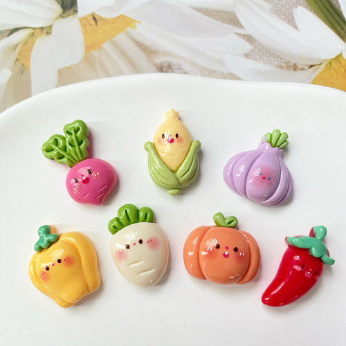 蔬菜水果食物玉米萝卜辣椒儿童diy配件卡通树脂饰品手工发夹贴片
