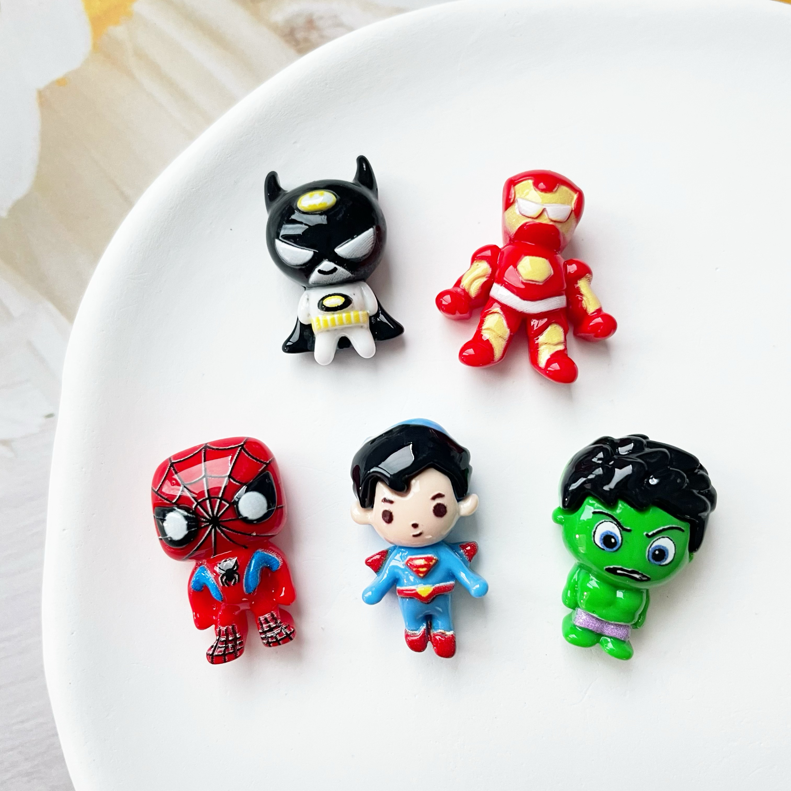 蜘蛛侠超人钢铁侠儿童树脂diy配件卡通饰品迷你手工发夹贴片
