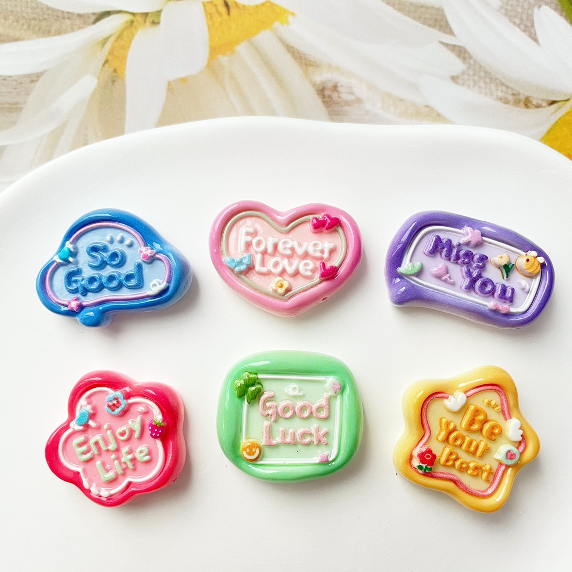 彩色英文字牌字母儿童diy配件卡通树脂饰品迷你手工发夹贴片