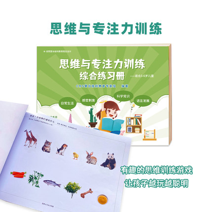蒙台梭利幼儿专用大脑思维与专注力训练综合练习册幼儿园家庭专用