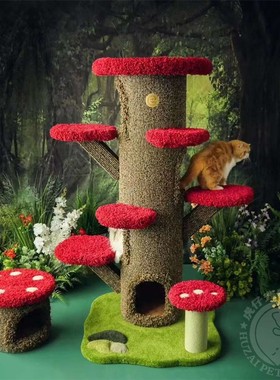 Camily大型蘑菇猫爬架猫窝树洞猫屋猫树猫跳台猫抓柱宠物用品