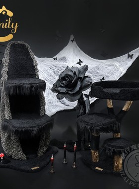 Camily黑色系列猫爬架圣诞树瀑布树猫屋猫窝玩具猫抓板爬架猫抓柱