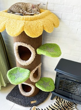 现货Camily新款2020墙角树屋猫爬架大树屋墙角树洞毛绒猫窝猫城堡