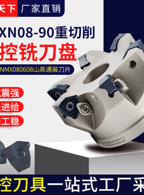 XNMX080608TR-CM双面刃刀片数控面铣刀盘与山高通装MFXN08快进给