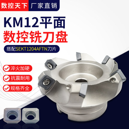 45度平面加硬铣刀盘KM50 63 80 100 125 160 200装SEHT1204刀片