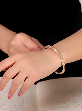 新款925银玛雅图腾吉象描金吉言手镯国风潮流女生开口实心银镯