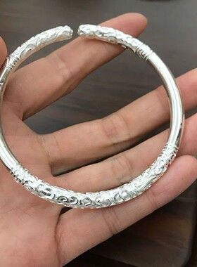 新款999足银如意金箍棒祥云手镯情侣黑神话云南雪花银孙悟空手镯