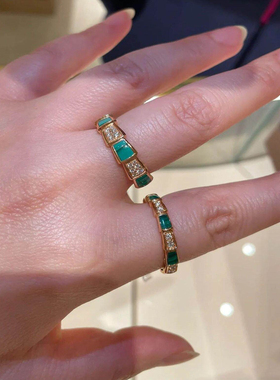 宝家纯银镀18K玫瑰金戒指蛇骨镶钻对戒贝母指环窄版宽版轻奢ins风