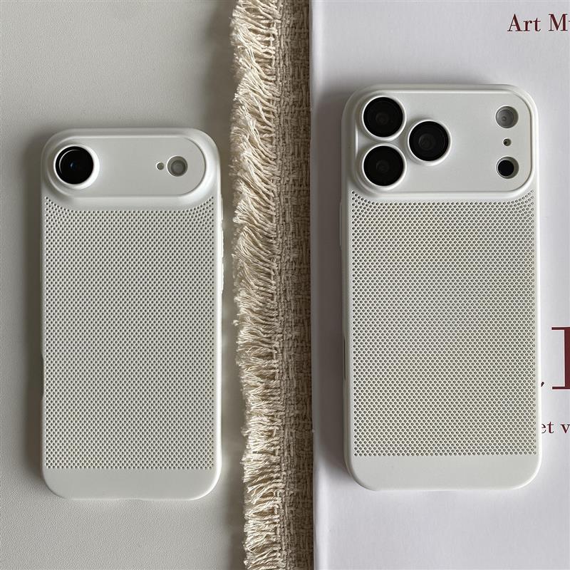 超薄散热透气夏日带一体镜头膜苹果Air适用iPhone17promax手机壳16pro全包小米15硬14保护套13镂空12网78