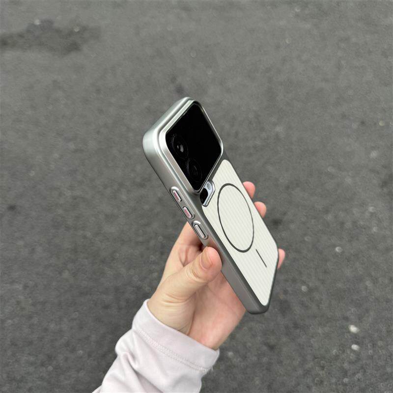 太空银色钛盾磁吸适用小米17promax手机壳iPhone17PM瓦楞纹17PRO