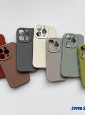 无合模线液态硅胶奶茶色适用12苹果15promax手机壳iphone16复古13