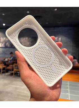 散热透气橙色荣耀Magic6/7适用vivoX200磁吸手机壳X200promini高级x100磨砂nova12抗指纹iQOO13夏日蜂巢洞孔