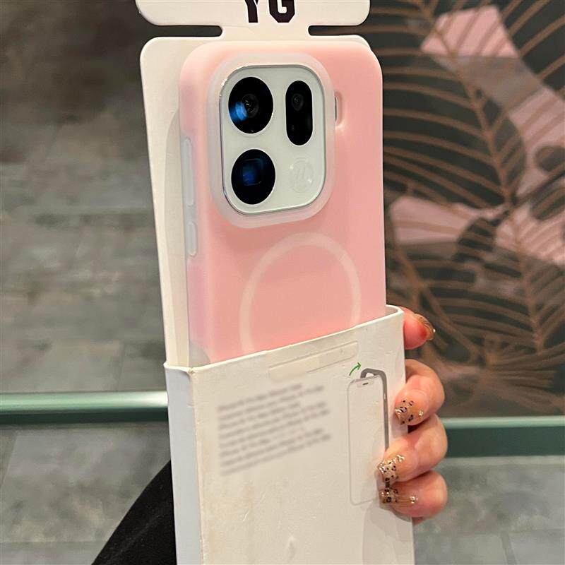 Magsafe磁吸果冻冰淇淋感适用OPPO Reno15pro手机壳14/13液态硅胶Findx9浅粉色x8/x7ultra耐脏x8s+肤感防指纹