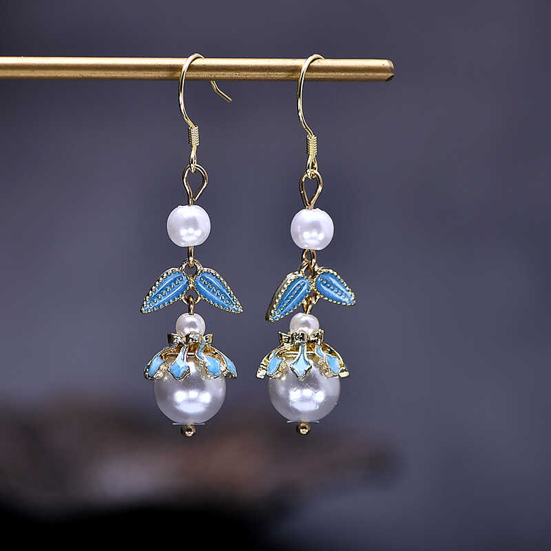 古风汉服旗袍浅蓝耳饰