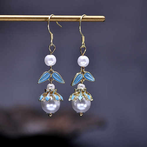 古风汉服旗袍浅蓝耳饰