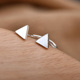 个性 冷淡风男女999纯银耳钉三角形简约气质百搭时尚 防过敏99足银