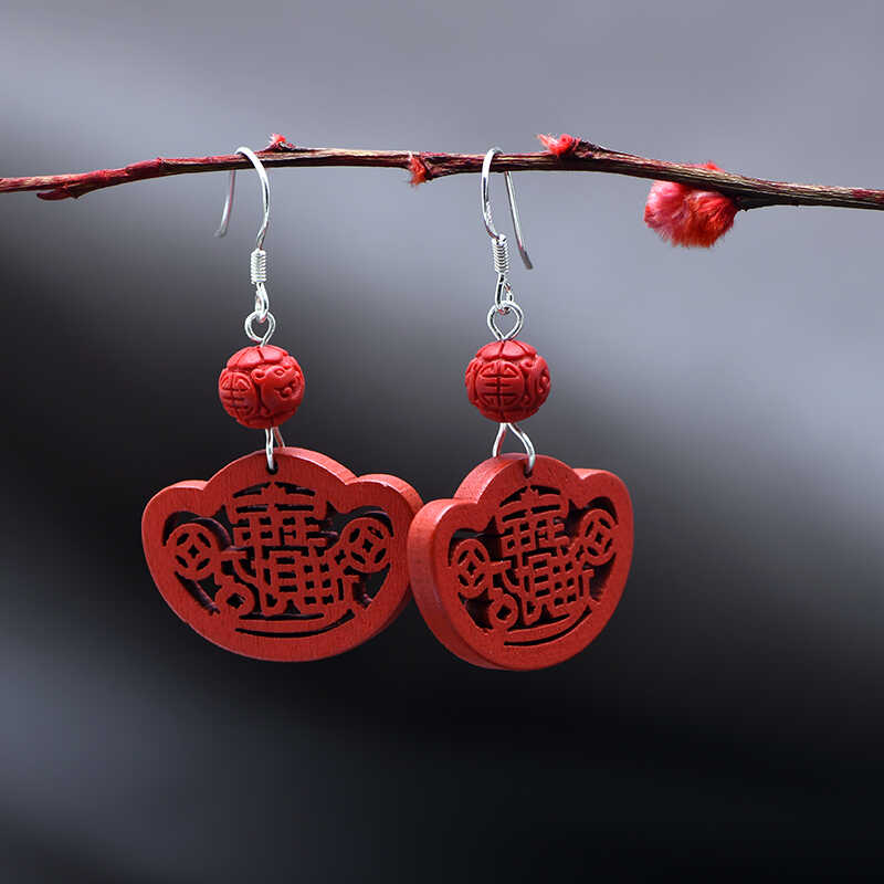 镂空创意中国风红色木制挂件吊坠