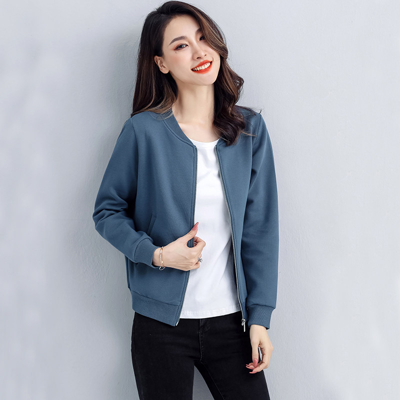 2025年春秋季新款短款小个子外套女蓝色欧货气质款棒球服开衫拉链,女装/女士精品,短外套,淘宝优惠券,粉丝福利购,淘宝优惠卷