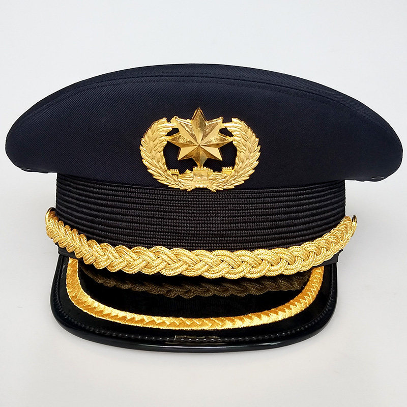 保安大盖帽大檐帽成人帽子平顶大盖帽物业安保帽男款演出摄影帽徽