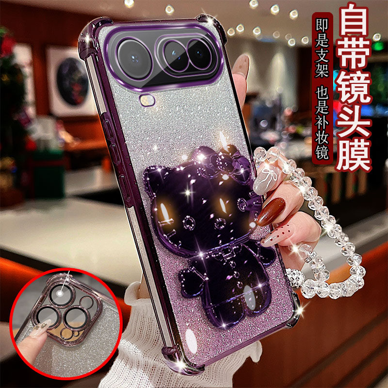 适用于荣耀Magic8proAir手机LDY-AN00桌面小猫支架镜子四角镶钻气囊防摔保护套镜头全包边网红女款时尚潮流,3C数码配件,手机保护套/壳,淘宝优惠券,粉丝福利购,淘宝优惠卷