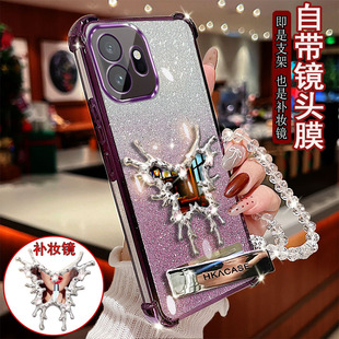 适用一加15t手机壳PLZ110镶钻魔镜支架四角气囊防摔保护套镜头全包边软边高透四角加厚网红女款 奢华风潮 时尚