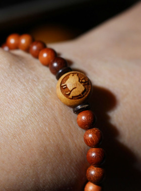 桃木十二生肖属相龙蛇手链