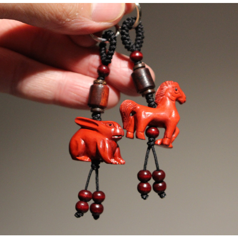 桃木雕刻实木质十二生肖兔钥匙扣挂件属相马鼠牛虎龙蛇羊猴鸡狗猪,家居饰品,木雕,淘宝优惠券,粉丝福利购,淘宝优惠卷