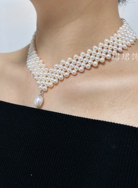 甲状腺疤痕925银天然淡水珍珠