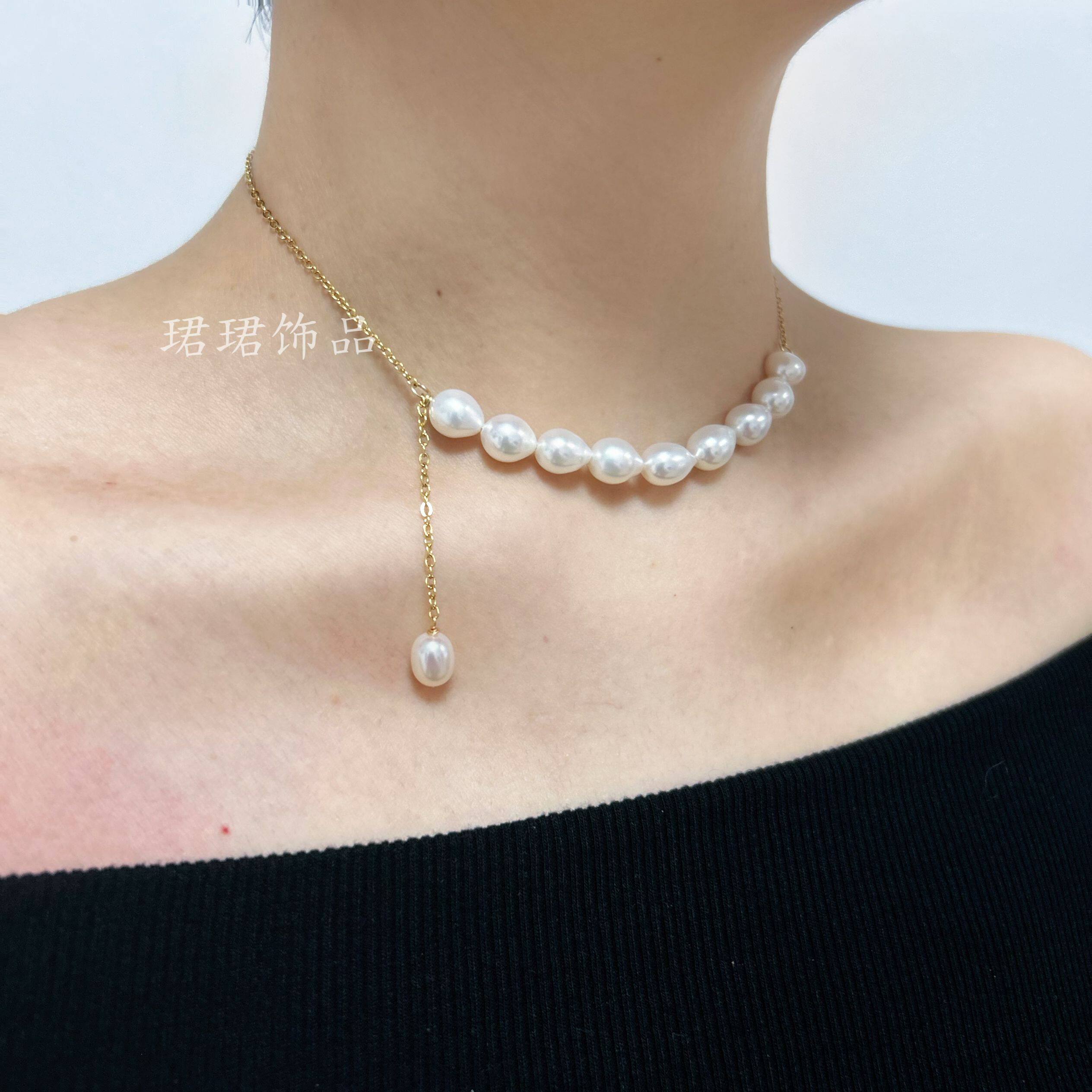 特价好货赚流量甲壮腺术后遮疤痕天然珍珠吊坠女锁骨链925纯银饰