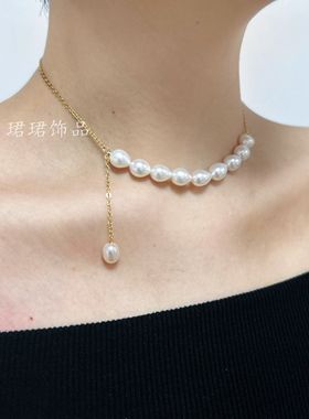 天然珍珠吊坠女俏皮项链