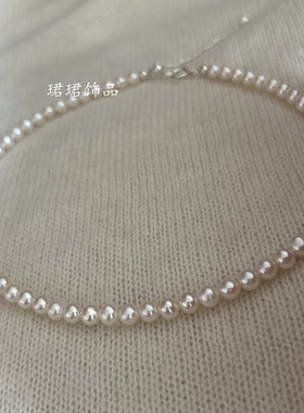 高品质天然淡水珍珠近正圆强光5-6mmbaby女生锁骨项链术后遮疤痕