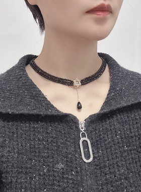 甲状腺疤痕尖晶石女人味风项链