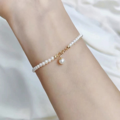 新饰品近圆天然淡水珍珠女手链baby小米珠首饰小众设计百搭简约赞