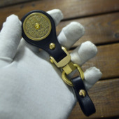 手工真皮黄铜钥匙扣汽车钥匙扣钥匙挂件进口加厚牛皮搭载实心黄铜