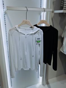 2025木悠紫春夏新款 防晒衣T恤931 女士天丝十字纹连帽半拉链长袖