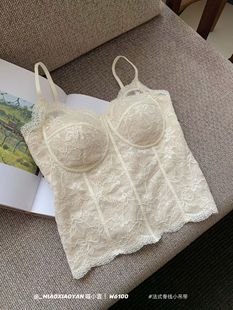 2026春款法式蕾丝吊带背心少女内搭打美背内衣免穿文胸吊带6100