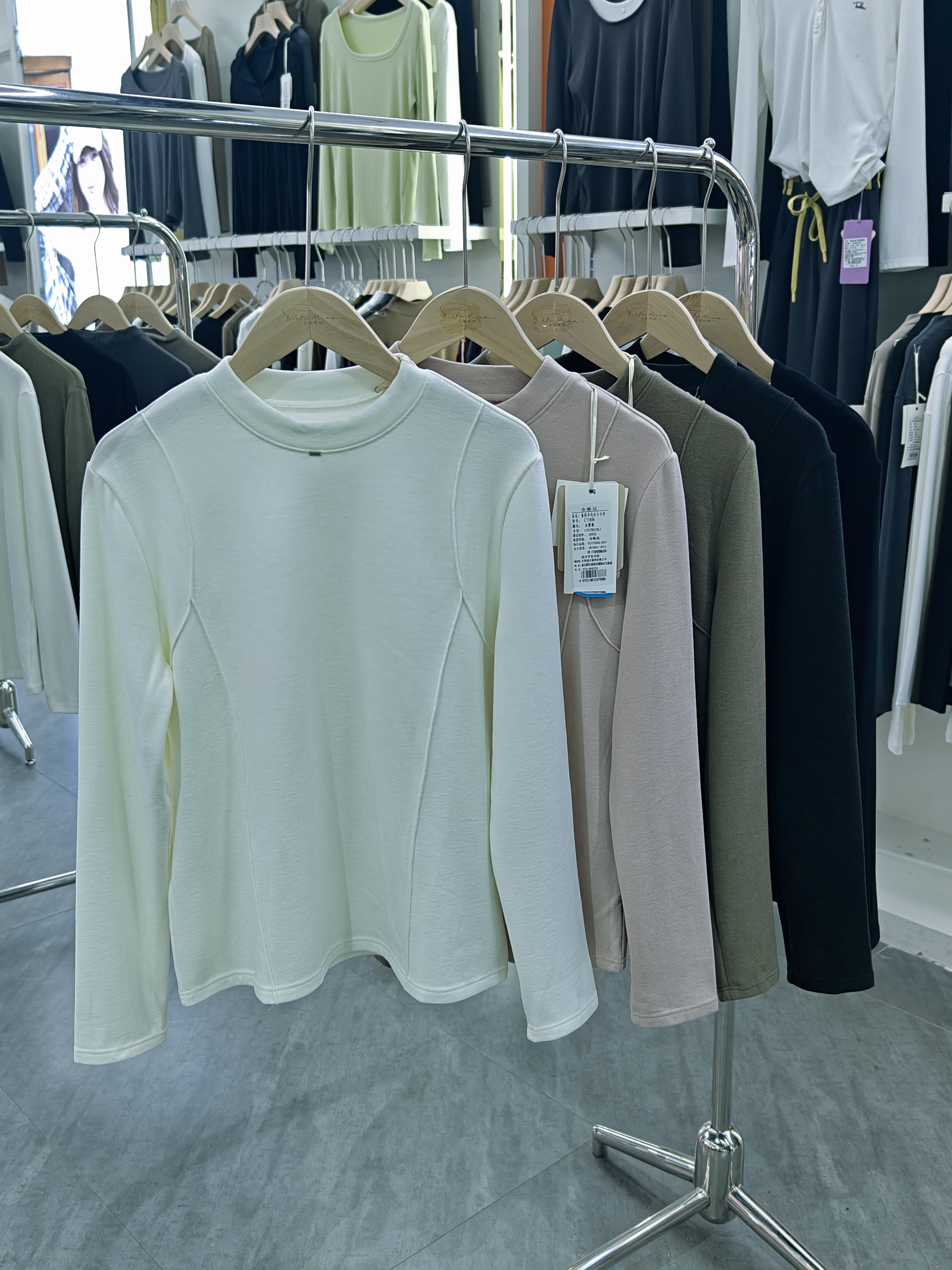 2025秋冬新款女士蚕丝羊毛天丝打底衫双面绒半高领长袖788