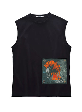 punk's not dead复古硬核朋克刺头美式休闲纯棉宽松无袖坎肩背心T