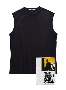 jesus and mary chain jamc布标印花纯棉无袖圆领美式坎肩背心T恤