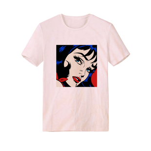 圆领日常T恤 art青春流行印花宽松短袖 复古波普girl pop