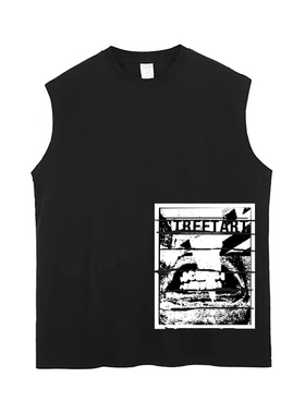 old punks never die street art 街头朋克艺术纯棉无袖坎肩背心T