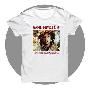 bob marley 鲍勃马利雷鬼摇滚音乐 reggae 男女复古撞边短袖T恤