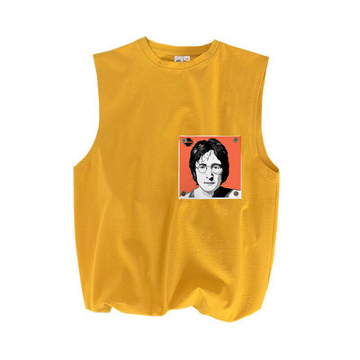 约翰列侬复古纯棉无袖背心t恤