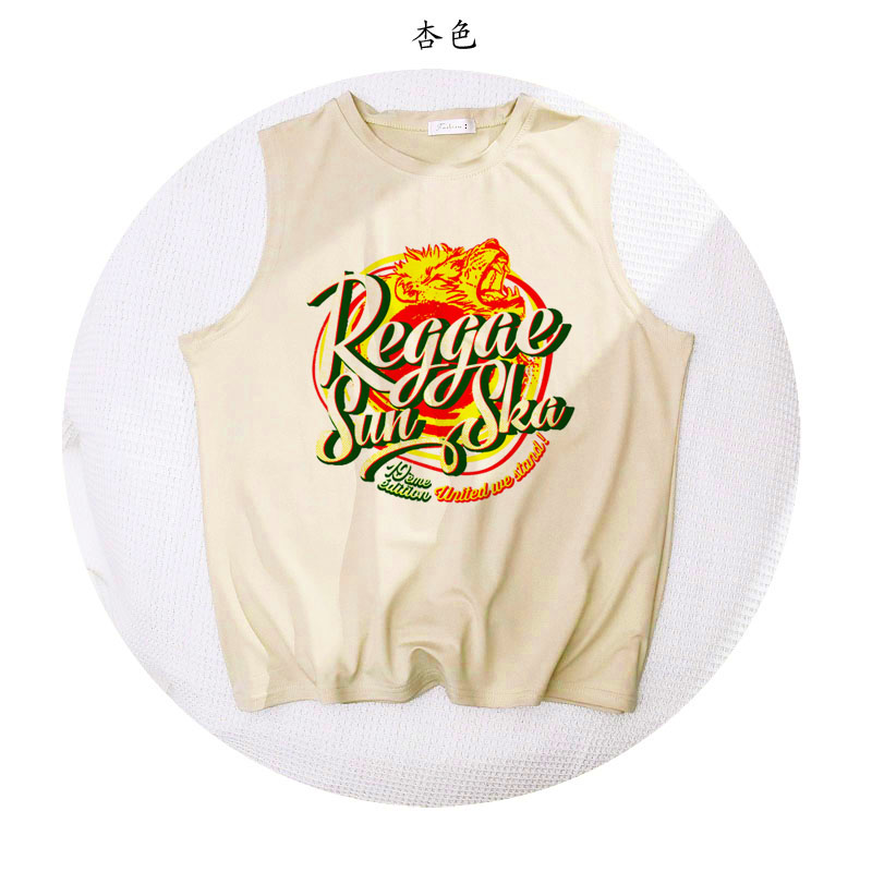 rasta reggae 雷鬼狮子跳舞印花夏季宽松舒适莫代尔无袖坎肩背心T