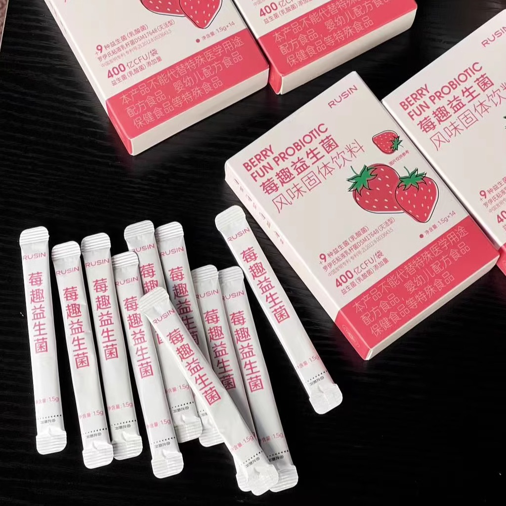 盧司令rusin莓趣益生菌風(fēng)味固體飲料草莓味凍干粉活性乳酸菌