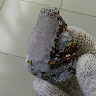 天然紫色方解石黄铜晶体矿标矿物晶体摆件矿石地质教学收藏Violet