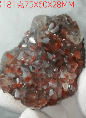 红色结晶方解石晶簇晶体原石N01地质矿石矿物标本Calcite湖北大冶