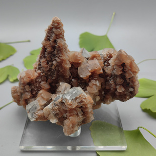 L114天然红色塔状方解石矿物晶体矿标原石摆件观赏石地质教学