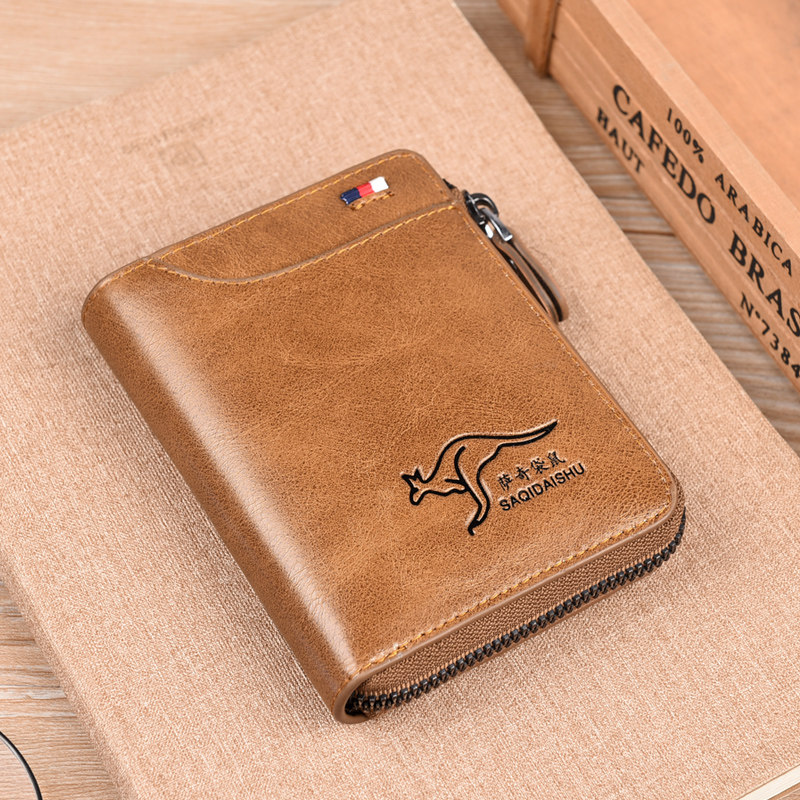 防消磁男士短款钱包真皮防盗刷牛皮钱夹驾驶证一体卡包拉链皮夹,箱包皮具/热销女包/男包,钱包,淘宝优惠券,粉丝福利购,淘宝优惠卷